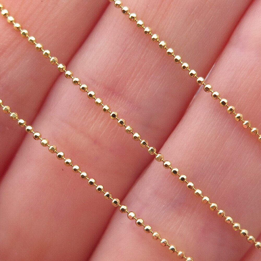 925 Sterling Silver Gold Plated Italy Ball Beaded Chain Necklace 16"